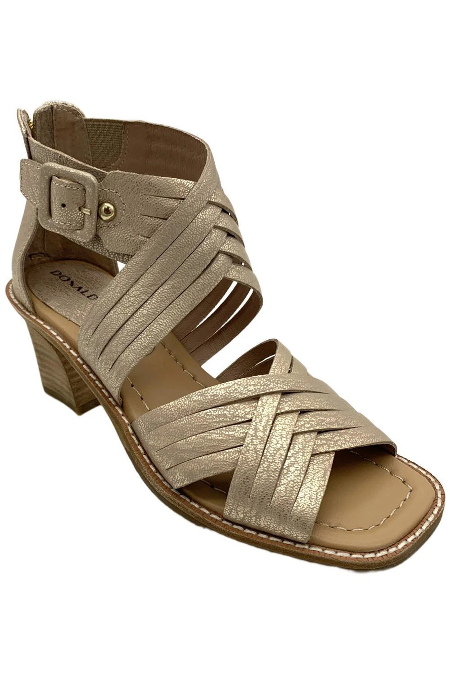 Donald Pliner Women's Junnah Strappy Heel Sandals Pale Gold Metallic - Medium
